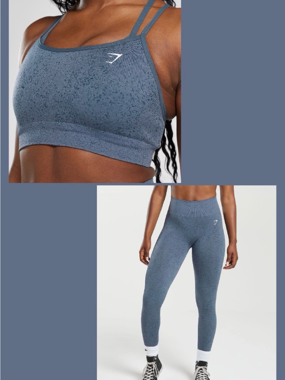 Gymshark Blue Seamless Double-Strap Sports Bra and Leggings Set